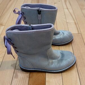UGG Silver Boots with Lavender Ribbon